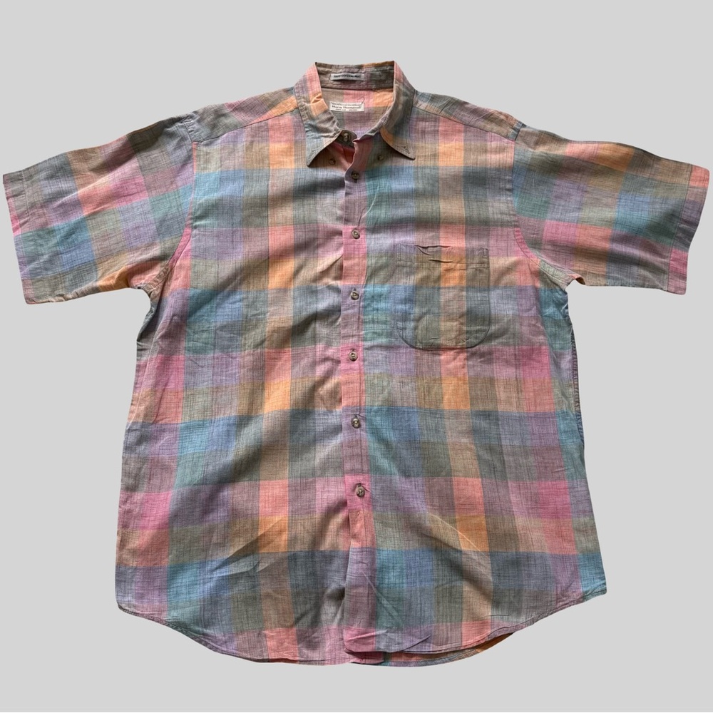 Men's Multicolor Plaid Short-Sleeve Button-Up Shirt